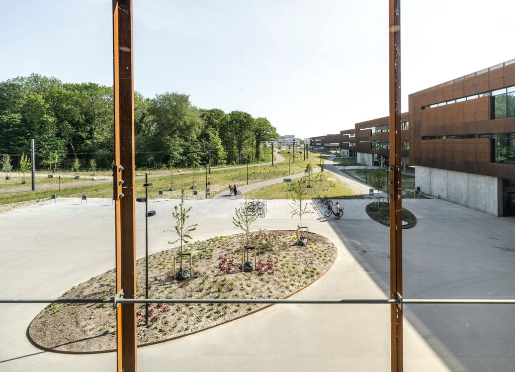 A building connected to the landscape